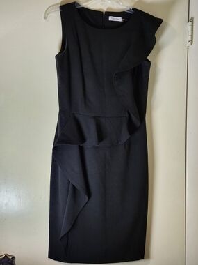 Calvin Klein Black Ruffle Sheath Dress Size 4